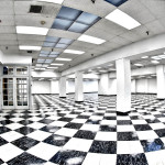 The Mezzamine has over 4,000 sq feet of classic black and white checkered flooring.